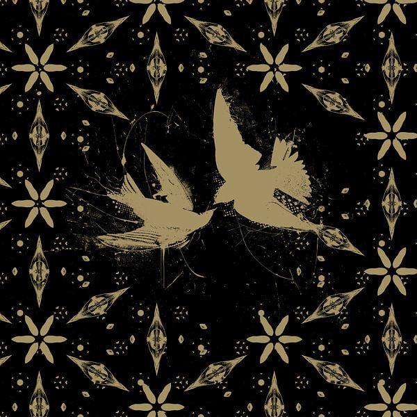 Spiraling Birds Gold by Teis Albers