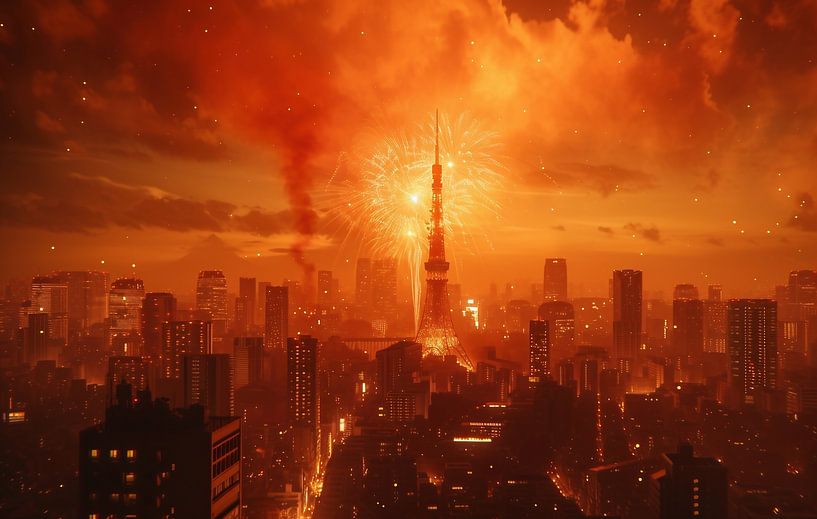 Tokio, nächtlicher Alptraum von fernlichtsicht