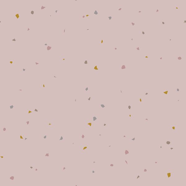 Abstract Terrazzo behang in pastelroze, grijs en bruin. van Dina Dankers