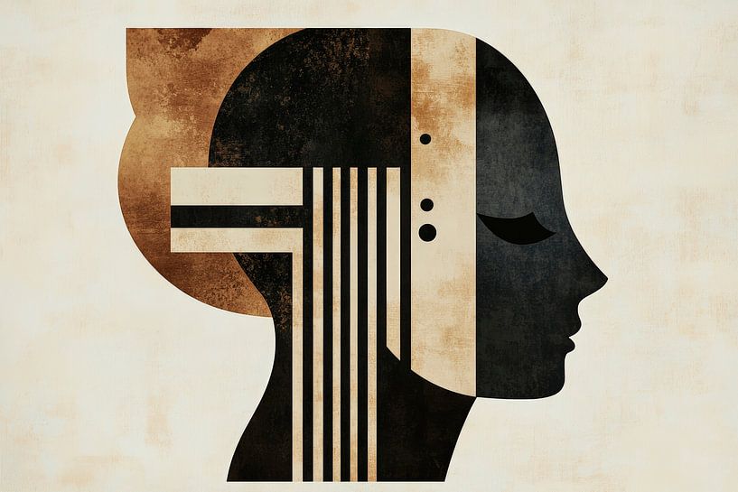 Portrait graphique en noir et or par Poster Art Shop