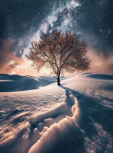 Night light, snow path