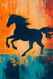 Springendes Pferd in lebhaften Farben von Poster Art Shop