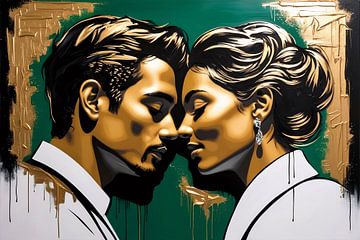 Gouden portret van verliefd stel van Imperial Art House