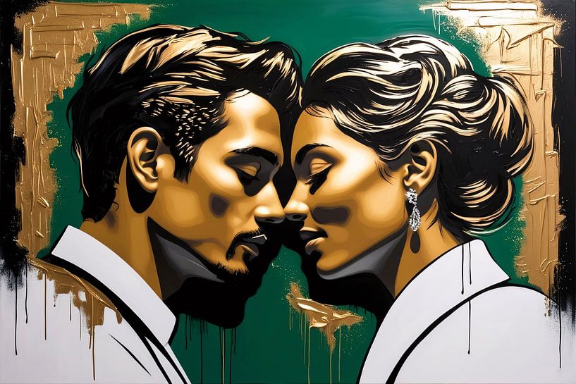 Golden portrait of couple in love by Imperial Art House