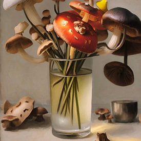Still life with forest mushrooms by Nop Briex
