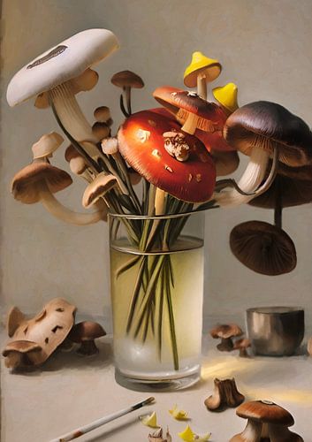 Still life with forest mushrooms by Nop Briex