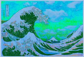 De grote golf van Kanagawa - groen van Digital Art Studio