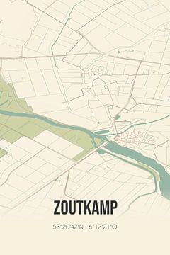 Vintage landkaart van Zoutkamp (Groningen) van Rezona