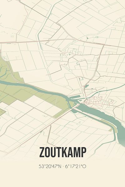 Vintage map of Zoutkamp (Groningen) by Prints of Place