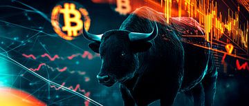 Stier en cryptocurrency - digitaal concept van Poster Art Shop