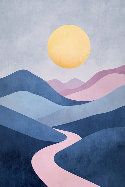 Gentle hills in the light of the evening sun by Poster Art Shop
