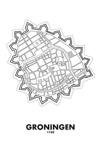 City map of Groningen 1760 by STADSKAART