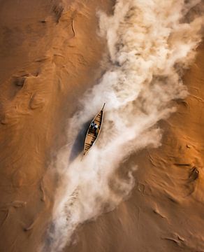 Boot in de woestijnstorm van fernlichtsicht