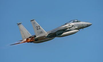 Take-off McDonnell Douglas F-15C Eagle with afterburner. by Jaap van den Berg