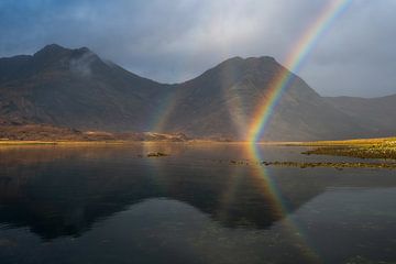 A double rainbow on Isle of Skye in Scotland