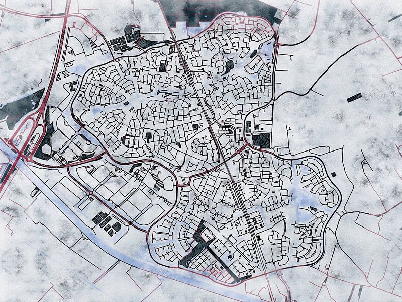 Map of Houten with the style 'White Winter' by Maporia