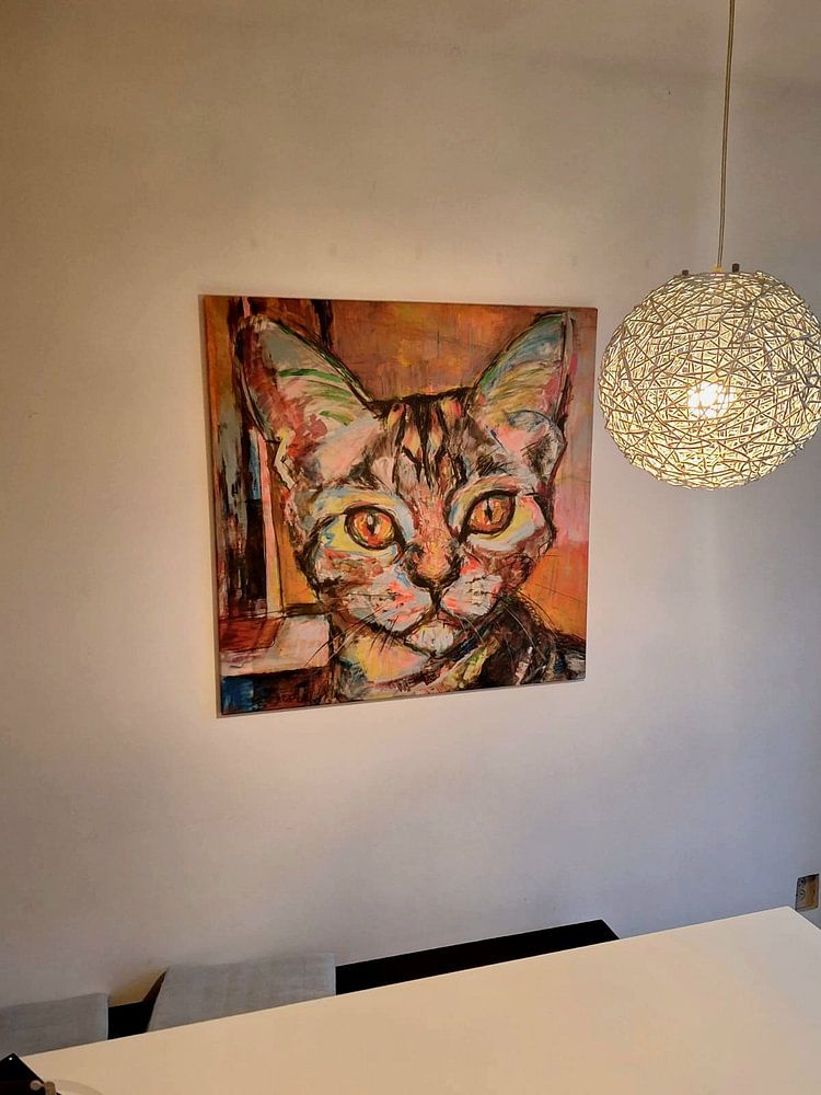 Gemälde einer Katze - Katzenliebe  von Gemälde Liesbeth Serlie 