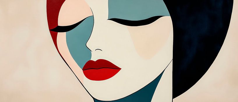 Elegantes Frauenporträt in Farbkontrasten von Poster Art Shop