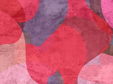 Eigentijds abstract in rood, roze, violet van Dina Dankers