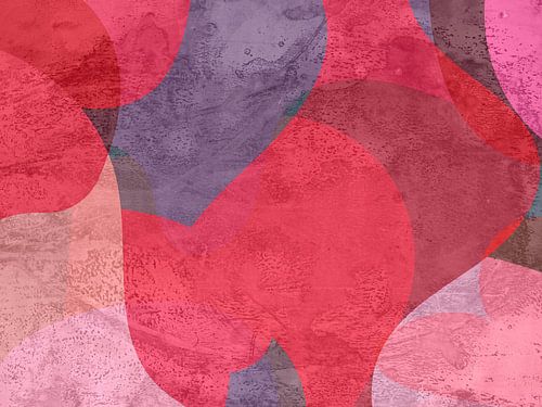 Eigentijds abstract in rood, roze, violet