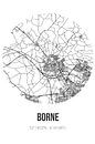 Borne (Overijssel) | Map | Black and white by MyCityPoster thumbnail