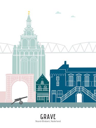 Skyline illustration Grave in colour by Mevrouw Emmer