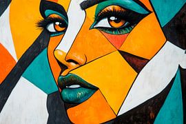 Portrait de femme géométrique en couleur sur Poster Art Shop
