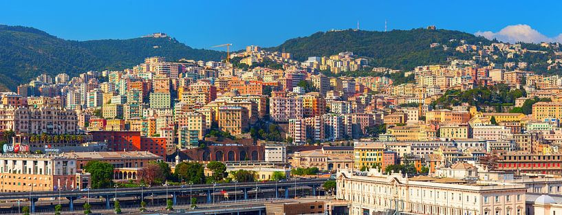 Panoramic view of Genoa's harbor and city center by Yevgen Belich
