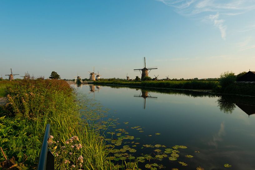 Kinderdijk windmills along the water by Brian Morgan