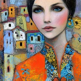 Amérique du Sud Portrait de femme sur Peinture Abstraite