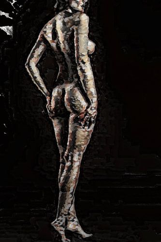 Een naakte vrouw met blote rug en billen