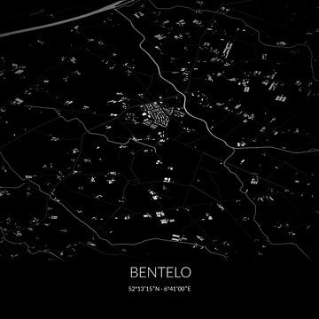 Black-and-white map of Bentelo, Overijssel. by Rezona