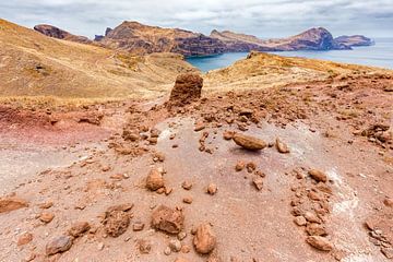 Maanlandschap met rotsen op eiland Madeira in Portugal van Ben Schonewille