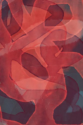 Rood, paars, blauw. Modern abstract schilderij.