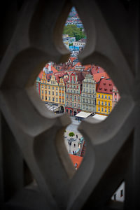 gekleurde huizen op het bekende plein in Wroclaw