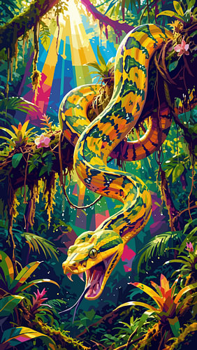 Phyton-Schlange – WPAP-Pop-Art-Illustration – Metallposter