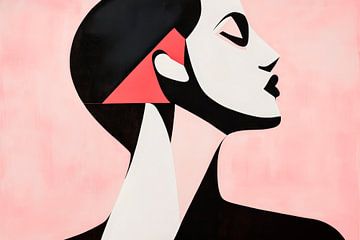 Artistic portrait study in black and red by Poster Art Shop