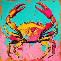 Pop art crab with mixed media