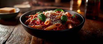 Homemade pasta with fresh basil by Poster Art Shop