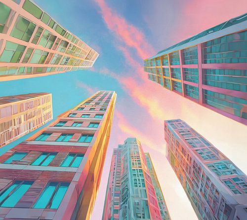 Wolkenkrabbers in pastel