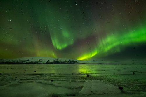 Nordlicht über dem See Jökulsárlón
