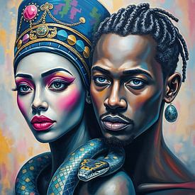 Couple with snake - Cultural diversity by Liona Toussaint
