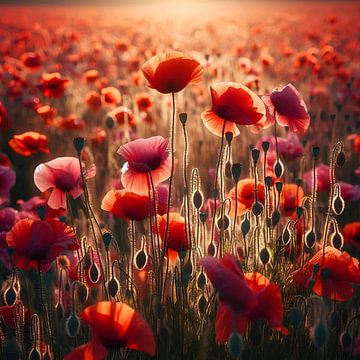 Poppies in a poppy field by Jessica Berendsen