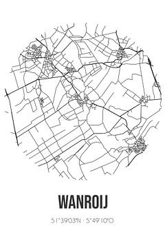 Wanroij (Noord-Brabant) | Karte | Schwarz und Weiß von Rezona