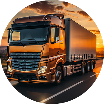 Vrachtwagen bij zonsondergang Logistiek Import Export Vrachtwagen Achtergrond van Animaflora PicsStock