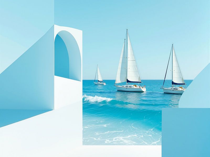 Segelboote im Dialog mit Architektur von Rautenberg Digital Art Maritim