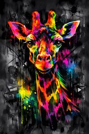 Neon Giraffe Glow – Tall Color Energy von ButterflyPix