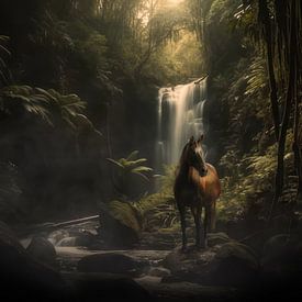 Pferd in einem dunklen Wald von Cynthia Verbruggen