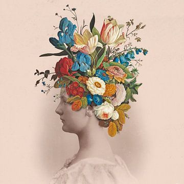 Porträt einer jungen Frau mit Blumen von toon joosen