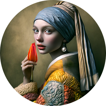 Modern meisje met de pareI Johannes Vermeer 